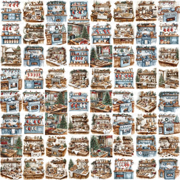 Christmas Tree Kitchen Decoration Clipart Bundle Printable Home Holiday Paper Craft