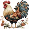 Quirky Rooster Chicken Flower Clipart Printable Funny Farm Floral JPG Farmyard Beak Card Making