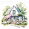 ClipartC40L_t10 Garden Cottage Watercolor Clipart Bundle Printable Painting Yard Digital Download