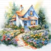 ClipartC40L_t12 Garden Cottage Watercolor Clipart Bundle Printable Painting Yard Digital Download