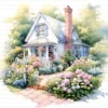 ClipartC40L_t2 Garden Cottage Watercolor Clipart Bundle Printable Painting Yard Digital Download