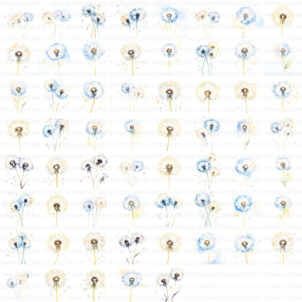 Dandelion Wildflower Clipart Bundle Printable Botanical Pedicel Card Making