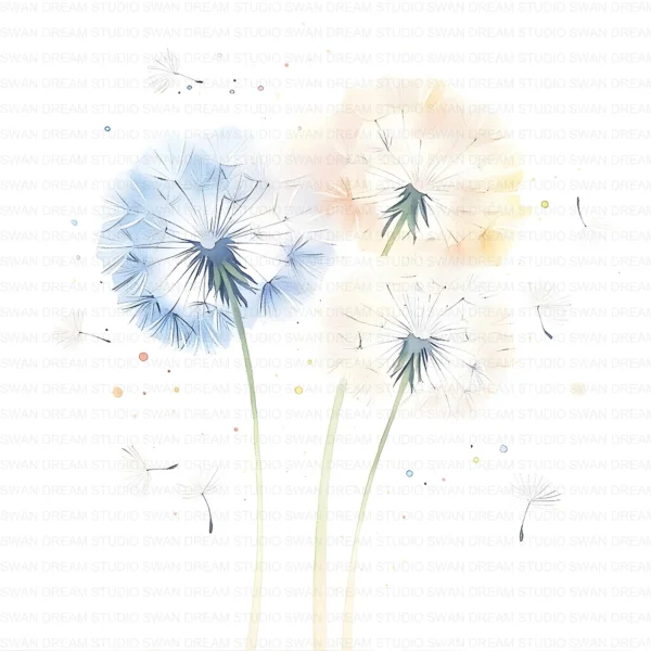 Dandelion Wildflower Clipart Bundle Printable Botanical Pedicel Card Making