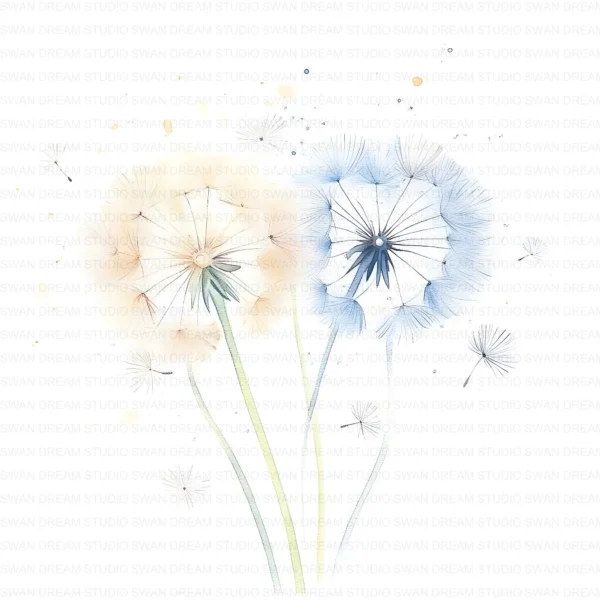 Dandelion Wildflower Clipart Bundle Printable Botanical Pedicel Card Making