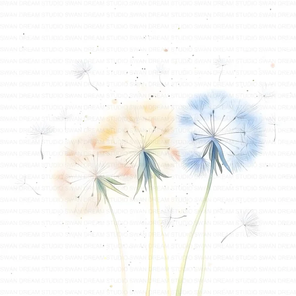 Dandelion Wildflower Clipart Bundle Printable Botanical Pedicel Card Making