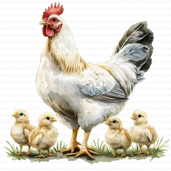 Quirky Chicken Family Clipart Bundle Rooster Chick Phasianidae Bird Printable Farm Beak Paper Craft