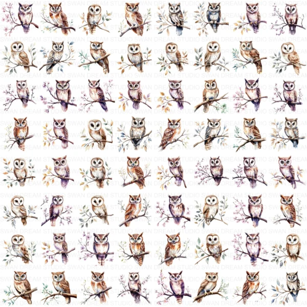 Floral Owl Bird Woodland Nature Clipart Bundle Printable JPG Card Making Paper Craft Junk Journal Scrapbooking Digital Download