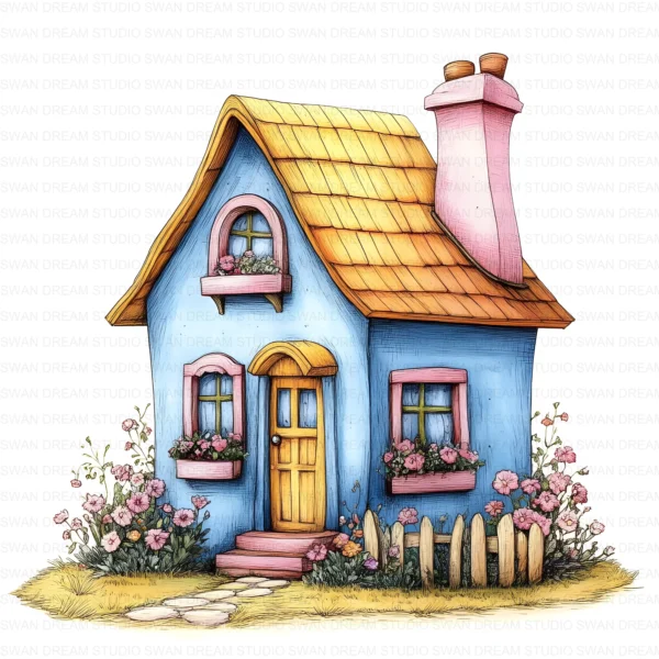 Cottage House Cozy Home Country Clipart Bundle Printable JPG Card Making Paper Craft Junk Journal Scrapbooking Digital Download