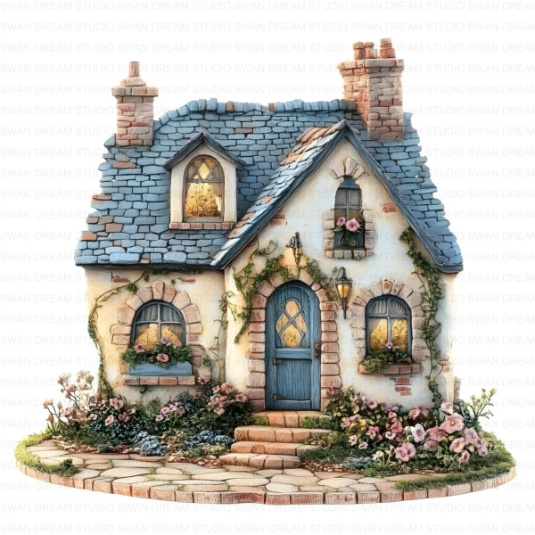 Cottage House Cozy Home Country Clipart Bundle Printable JPG Card Making Paper Craft Junk Journal Scrapbooking Digital Download