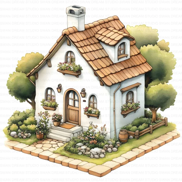 Cottage House Cozy Home Country Clipart Bundle Printable JPG Card Making Paper Craft Junk Journal Scrapbooking Digital Download