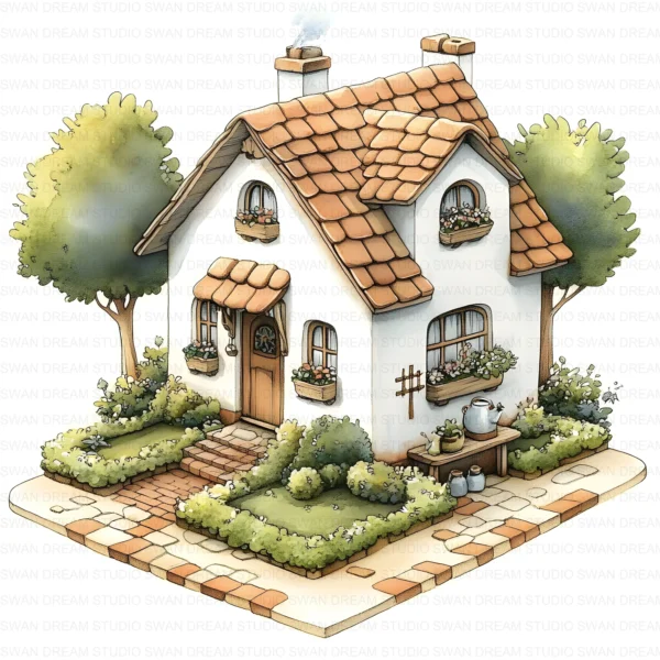 Cottage House Cozy Home Country Clipart Bundle Printable JPG Card Making Paper Craft Junk Journal Scrapbooking Digital Download