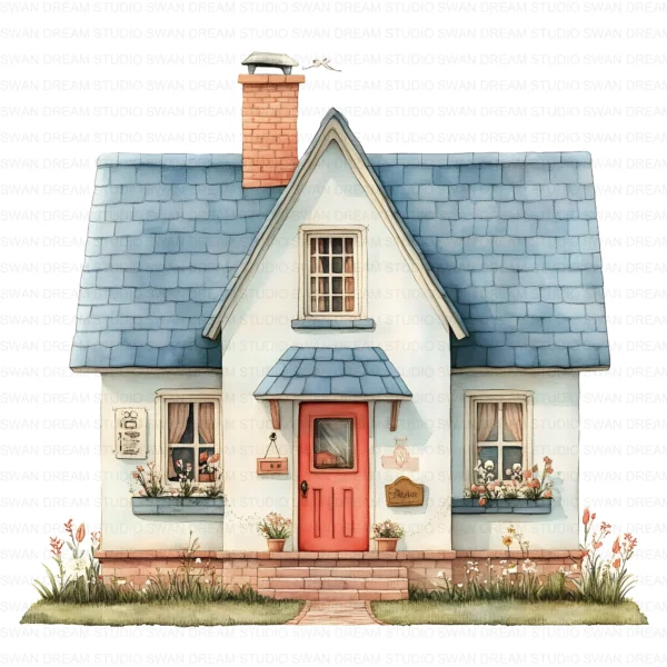 Cottage House Cozy Home Country Clipart Bundle Printable JPG Card Making Paper Craft Junk Journal Scrapbooking Digital Download