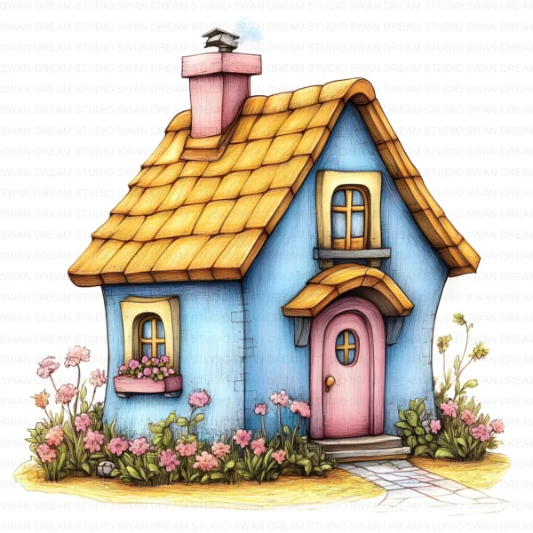 Cottage House Cozy Home Country Clipart Bundle Printable JPG Card Making Paper Craft Junk Journal Scrapbooking Digital Download