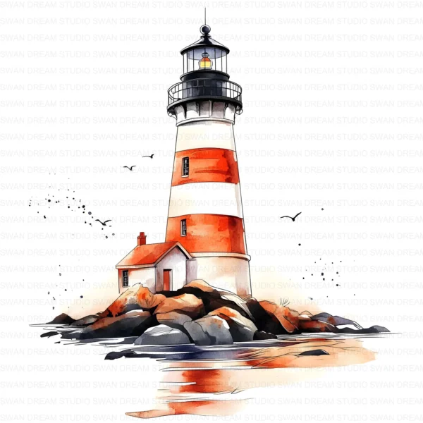 ClipartD14L_t9 Lighthouse Coastal Nautical Ocean Clipart Bundle Printable JPG Card Making Paper Craft Junk Journal Scrapbooking Digital Download