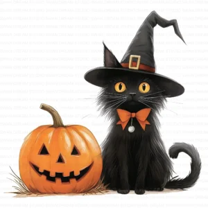 ClipartD16L_t9 Halloween Black Cat Pumpkin Spooky Autumn Clipart Bundle Printable JPG Card Making Paper Craft Junk Journal Scrapbooking Digital Download