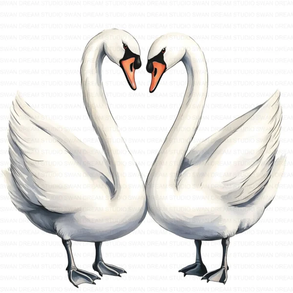 White Swan Elegant Bird Nature Clipart Bundle Printable JPG Card Making Paper Craft Junk Journal Scrapbooking Digital Download