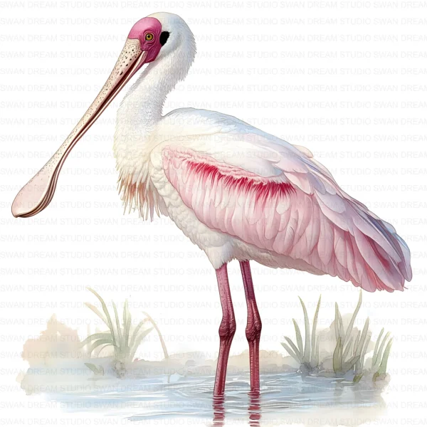 Spoonbill Bird Pink Wading Wildlife Clipart Bundle Printable JPG Card Making Paper Craft Junk Journal Scrapbooking Digital Download