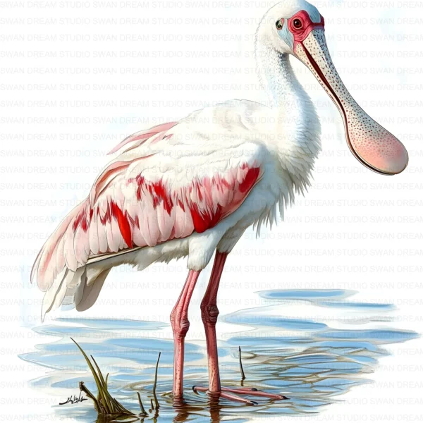 Spoonbill Bird Pink Wading Wildlife Clipart Bundle Printable JPG Card Making Paper Craft Junk Journal Scrapbooking Digital Download