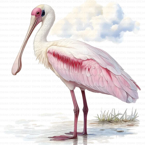 Spoonbill Bird Pink Wading Wildlife Clipart Bundle Printable JPG Card Making Paper Craft Junk Journal Scrapbooking Digital Download