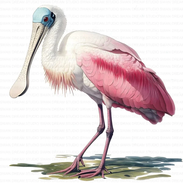 Spoonbill Bird Pink Wading Wildlife Clipart Bundle Printable JPG Card Making Paper Craft Junk Journal Scrapbooking Digital Download