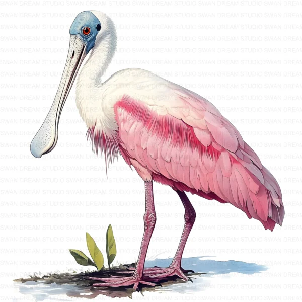 Spoonbill Bird Pink Wading Wildlife Clipart Bundle Printable JPG Card Making Paper Craft Junk Journal Scrapbooking Digital Download