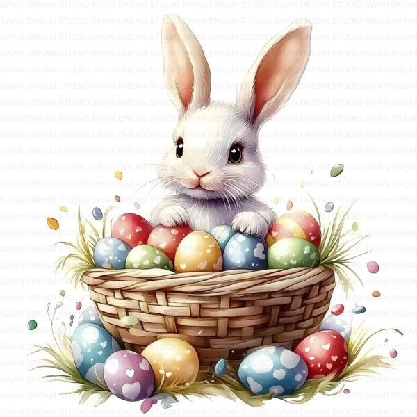 Easter Bunny Rabbit Spring Holiday Clipart Bundle Printable JPG Card Making Paper Craft Junk Journal Scrapbooking Digital Download