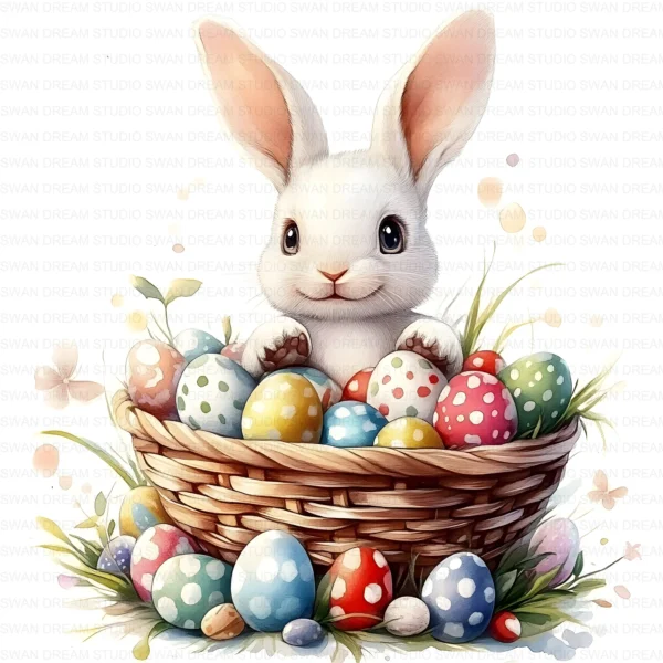 Easter Bunny Rabbit Spring Holiday Clipart Bundle Printable JPG Card Making Paper Craft Junk Journal Scrapbooking Digital Download