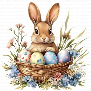 ClipartD1L_t2 Easter Bunny Rabbit Spring Holiday Clipart Bundle Printable JPG Card Making Paper Craft Junk Journal Scrapbooking Digital Download