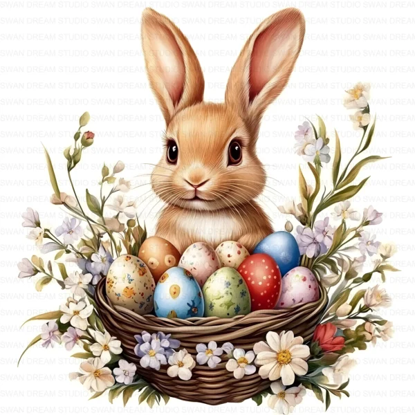 Easter Bunny Rabbit Spring Holiday Clipart Bundle Printable JPG Card Making Paper Craft Junk Journal Scrapbooking Digital Download