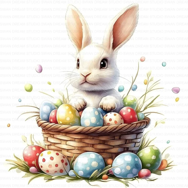 Easter Bunny Rabbit Spring Holiday Clipart Bundle Printable JPG Card Making Paper Craft Junk Journal Scrapbooking Digital Download