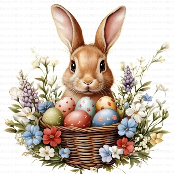 Easter Bunny Rabbit Spring Holiday Clipart Bundle Printable JPG Card Making Paper Craft Junk Journal Scrapbooking Digital Download