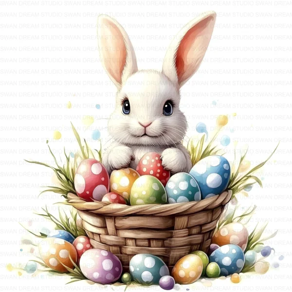 Easter Bunny Rabbit Spring Holiday Clipart Bundle Printable JPG Card Making Paper Craft Junk Journal Scrapbooking Digital Download