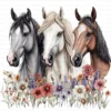 Floral Horses Row Farm Western Animal Clipart Bundle Printable JPG Card Making Paper Craft Junk Journal Scrapbooking Digital Download