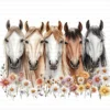 Floral Horses Row Farm Western Animal Clipart Bundle Printable JPG Card Making Paper Craft Junk Journal Scrapbooking Digital Download
