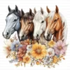 Floral Horses Row Farm Western Animal Clipart Bundle Printable JPG Card Making Paper Craft Junk Journal Scrapbooking Digital Download