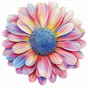 ClipartD21L_t10 Boho Daisy Flower Whimsical Floral Clipart Bundle Printable JPG Card Making Paper Craft Junk Journal Scrapbooking Digital Download