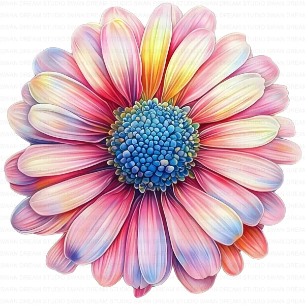 Boho Daisy Flower Whimsical Floral Clipart Bundle Printable JPG Card Making Paper Craft Junk Journal Scrapbooking Digital Download