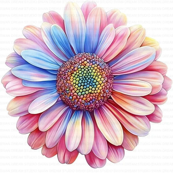 Boho Daisy Flower Whimsical Floral Clipart Bundle Printable JPG Card Making Paper Craft Junk Journal Scrapbooking Digital Download