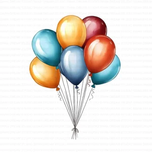 Whimsical Balloons Party Celebration Clipart Bundle Printable JPG Card Making Paper Craft Junk Journal Scrapbooking Digital Download