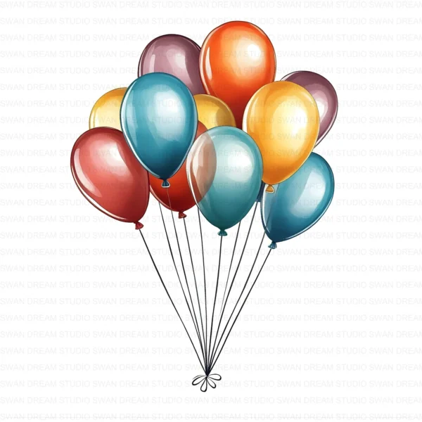 Whimsical Balloons Party Celebration Clipart Bundle Printable JPG Card Making Paper Craft Junk Journal Scrapbooking Digital Download