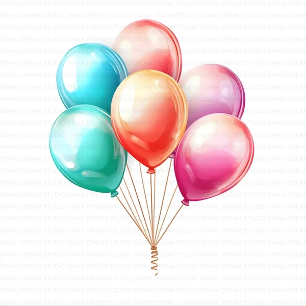 Whimsical Balloons Party Celebration Clipart Bundle Printable JPG Card Making Paper Craft Junk Journal Scrapbooking Digital Download