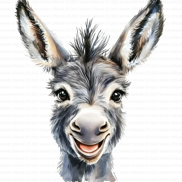 Funny Laughing Donkey Farm Animal Clipart Bundle Printable JPG Card Making Paper Craft Junk Journal Scrapbooking Digital Download