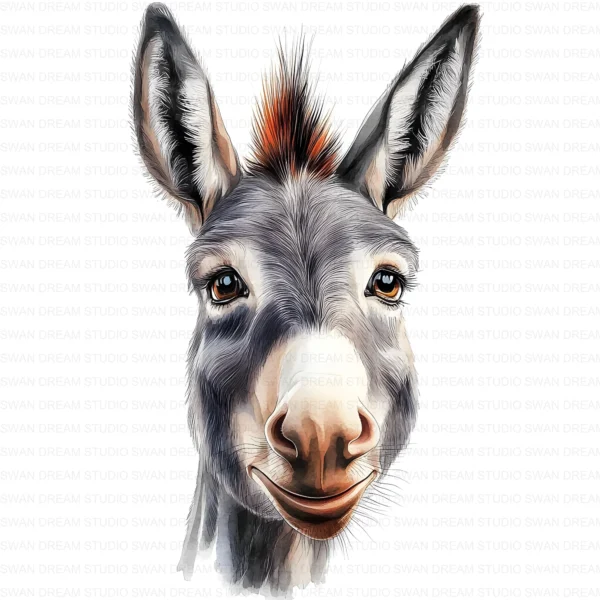 Funny Laughing Donkey Farm Animal Clipart Bundle Printable JPG Card Making Paper Craft Junk Journal Scrapbooking Digital Download