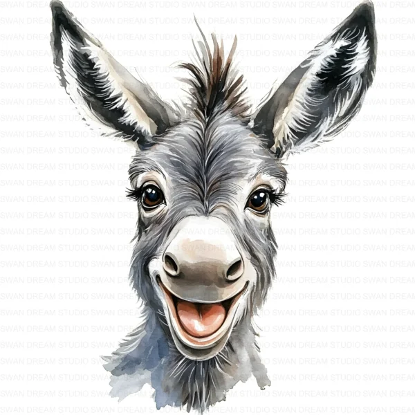 Funny Laughing Donkey Farm Animal Clipart Bundle Printable JPG Card Making Paper Craft Junk Journal Scrapbooking Digital Download