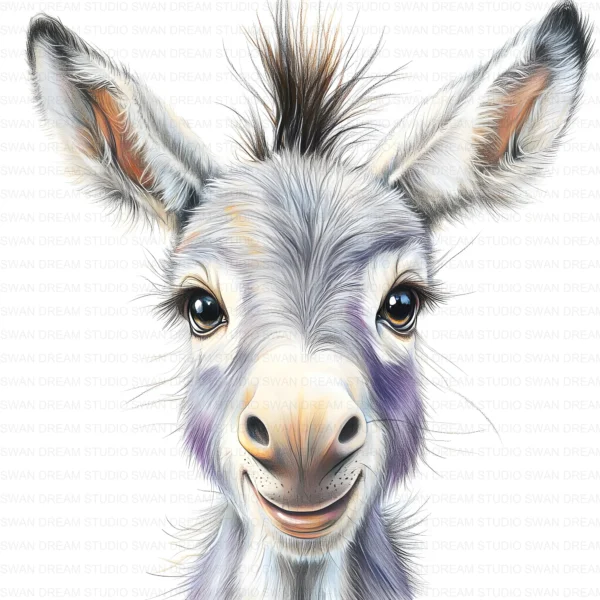 Funny Laughing Donkey Farm Animal Clipart Bundle Printable JPG Card Making Paper Craft Junk Journal Scrapbooking Digital Download