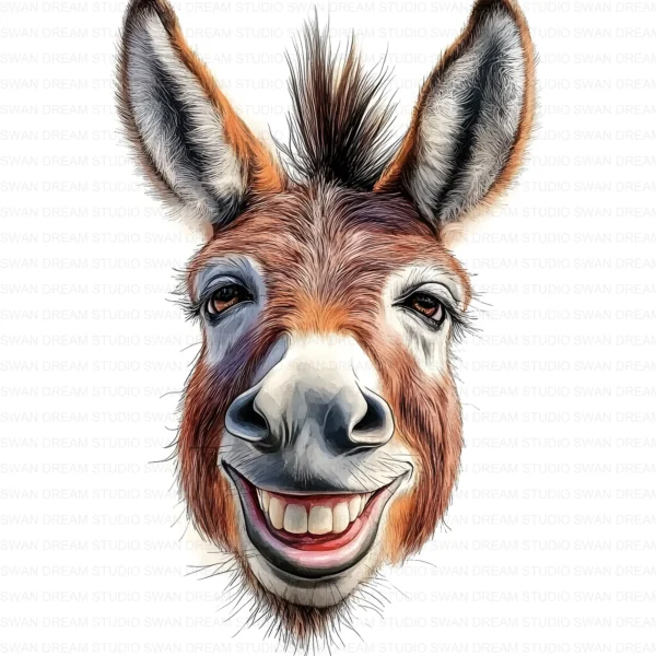 Funny Laughing Donkey Farm Animal Clipart Bundle Printable JPG Card Making Paper Craft Junk Journal Scrapbooking Digital Download