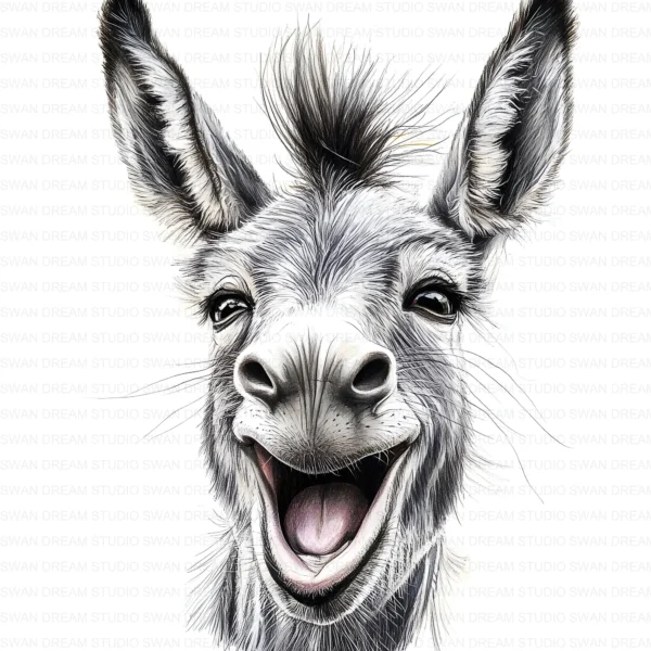 Funny Laughing Donkey Farm Animal Clipart Bundle Printable JPG Card Making Paper Craft Junk Journal Scrapbooking Digital Download