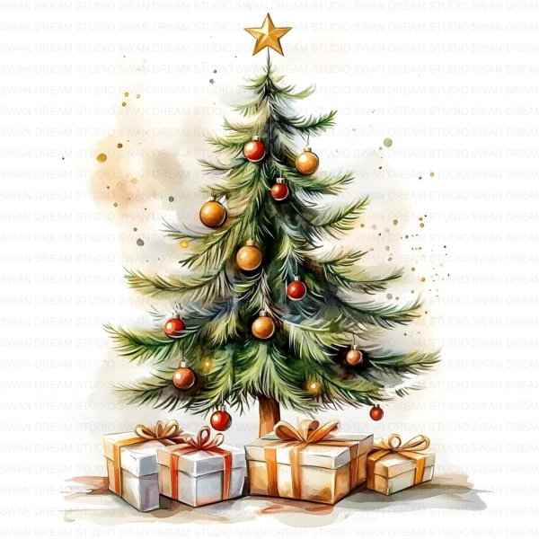 ClipartD25L_t12 Whimsical Christmas Trees Holiday Winter Clipart Bundle Printable JPG Card Making Paper Craft Junk Journal Scrapbooking Digital Download