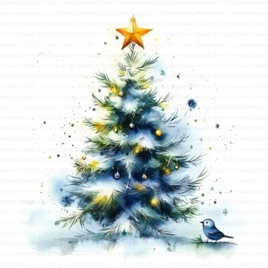 Whimsical Christmas Trees Holiday Winter Clipart Bundle Printable JPG Card Making Paper Craft Junk Journal Scrapbooking Digital Download