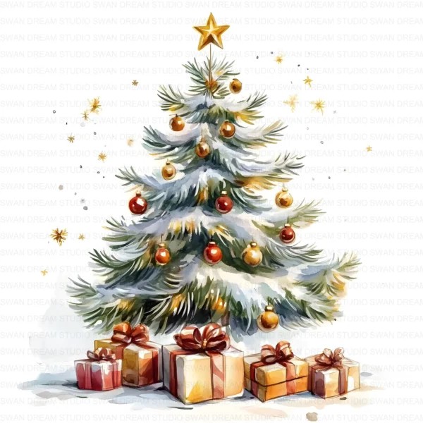 ClipartD25L_t3 Whimsical Christmas Trees Holiday Winter Clipart Bundle Printable JPG Card Making Paper Craft Junk Journal Scrapbooking Digital Download